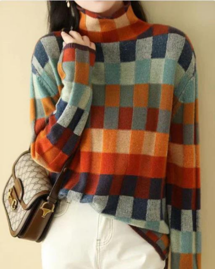 MADI - COL ROULÉ PATCHWORK EN CACHEMIRE LUXE