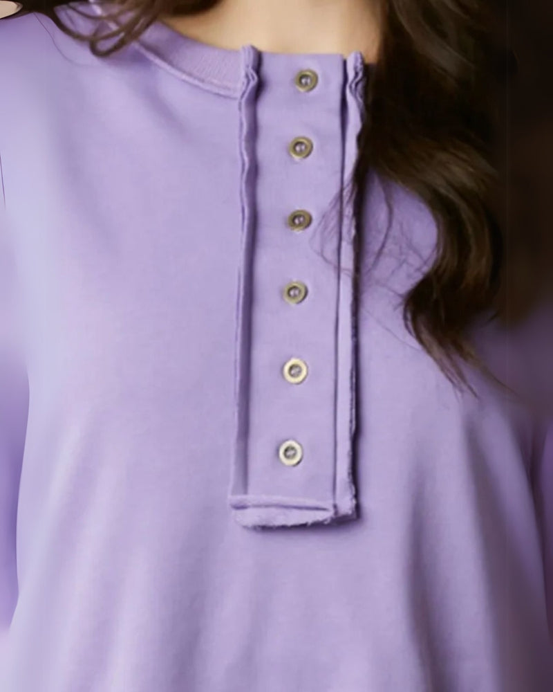 LAREI - SWEATSHIRT À PAILLETTES AVEC BOUTONNAGE PARTIEL