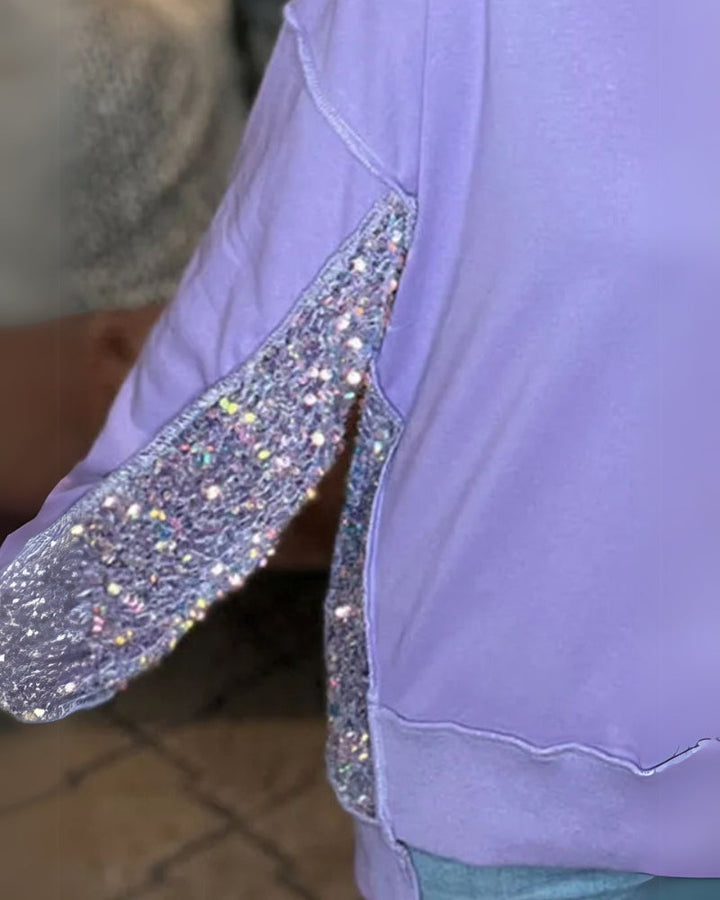 LAREI - SWEATSHIRT À PAILLETTES AVEC BOUTONNAGE PARTIEL
