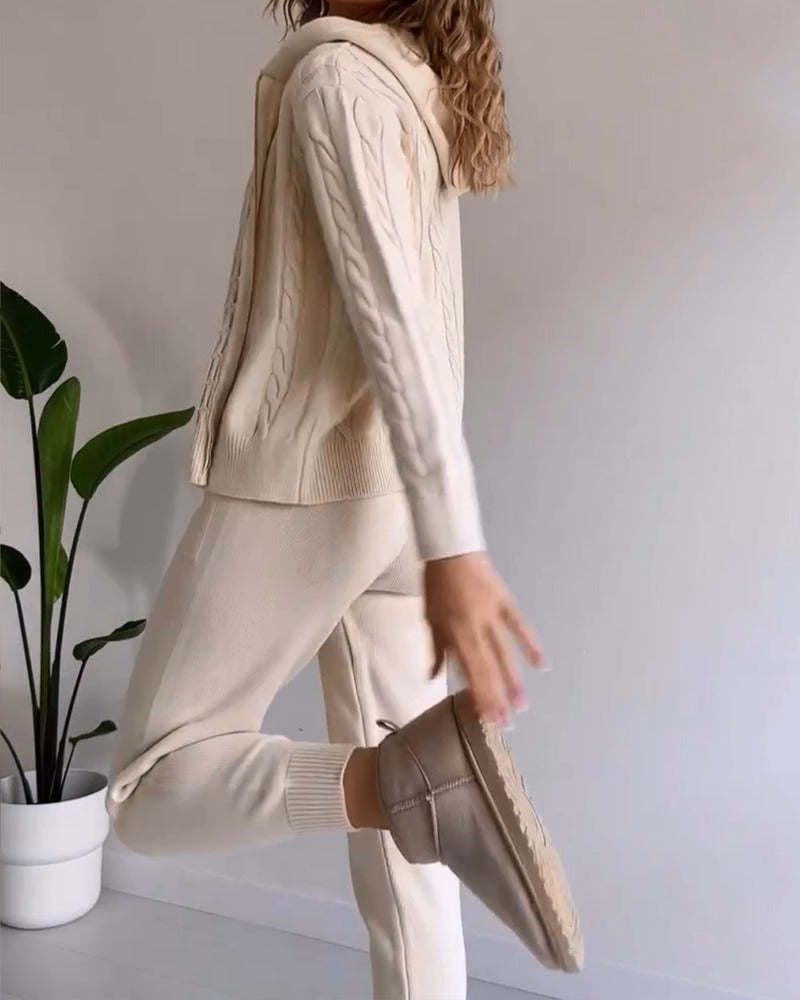 ANIA - Ensemble deux pièces décontracté en jacquard torsadé