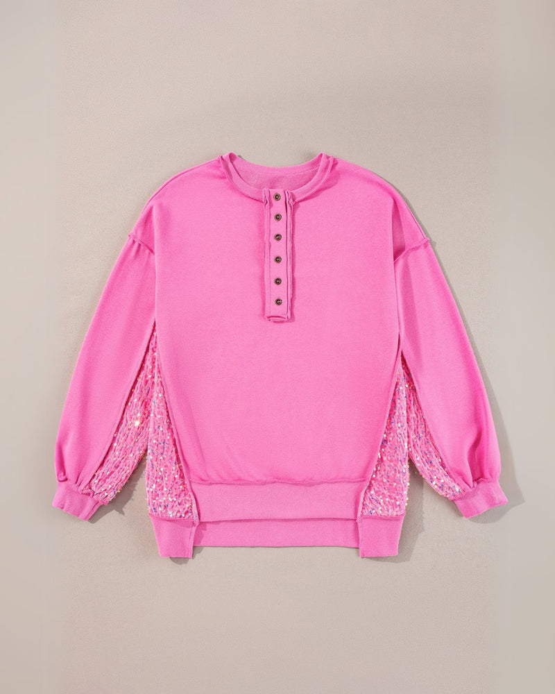LAREI - SWEATSHIRT À PAILLETTES AVEC BOUTONNAGE PARTIEL