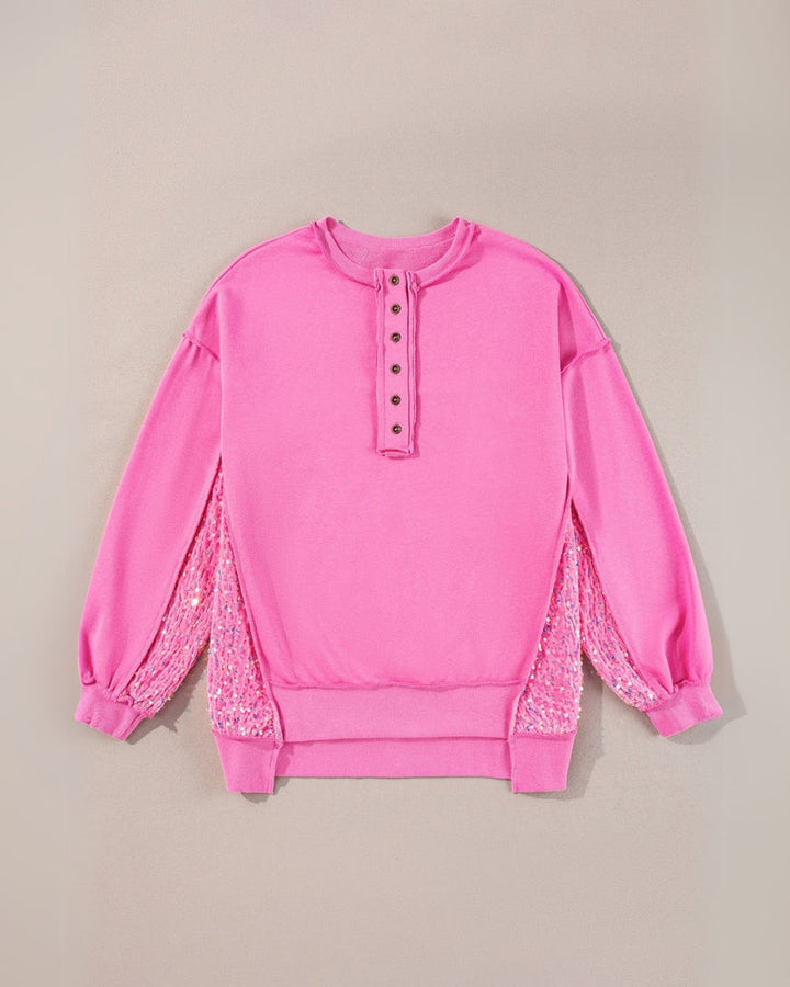 LAREI - SWEATSHIRT À PAILLETTES AVEC BOUTONNAGE PARTIEL