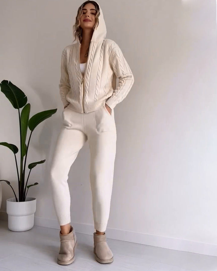 ANIA - Ensemble deux pièces décontracté en jacquard torsadé