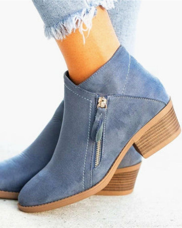 LORIA - Bottes en daim à talon épais