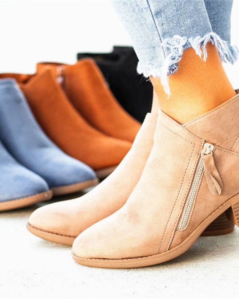 LORIA - Bottes en daim à talon épais