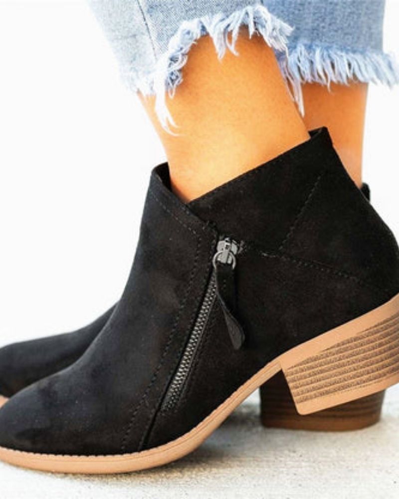 LORIA - Bottes en daim à talon épais