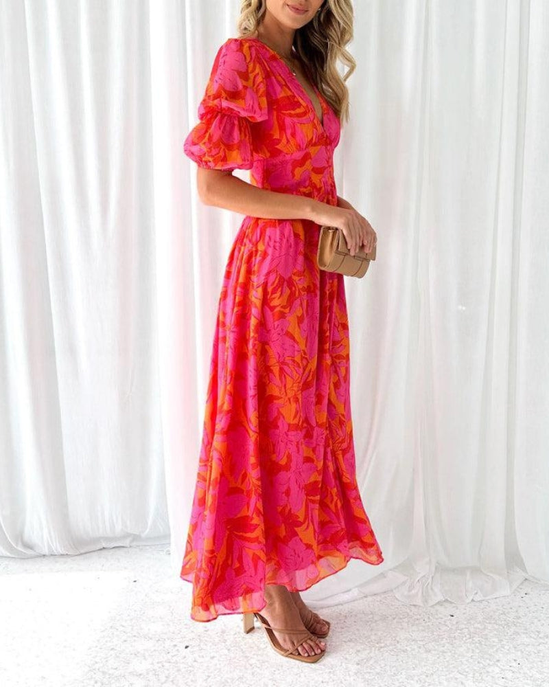 DERANA - ROBE MAXI ROUGE ROSE