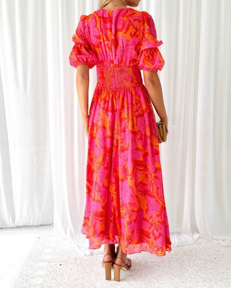DERANA - ROBE MAXI ROUGE ROSE