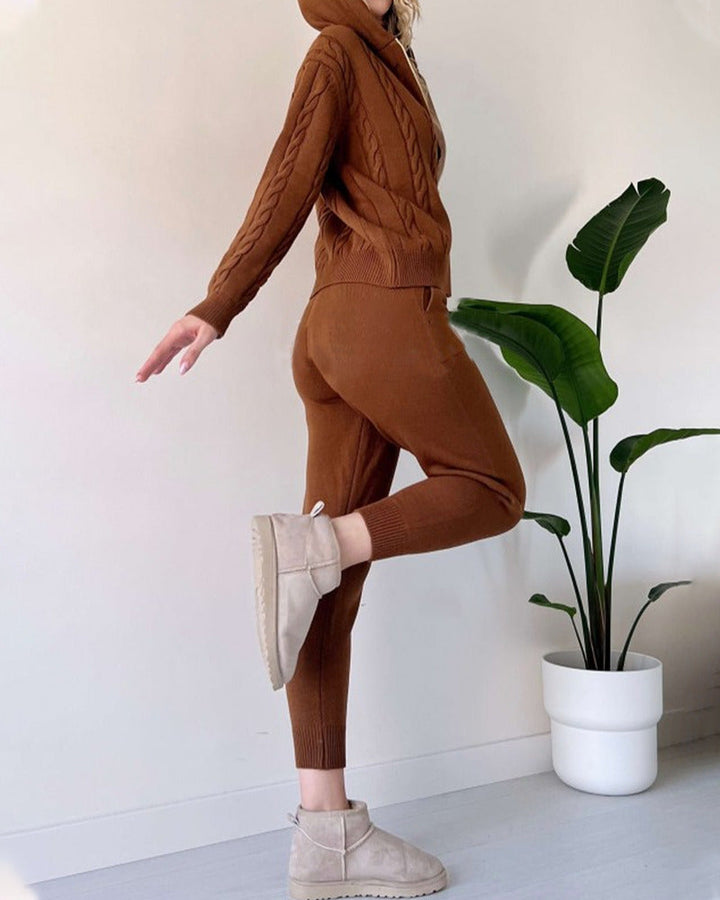 ANIA - Ensemble deux pièces décontracté en jacquard torsadé
