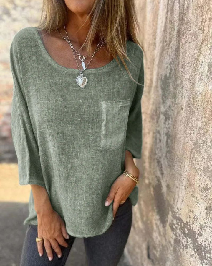 CEMAGI - T-SHIRT DÉCONTRACTÉ EN COTON ET LIN