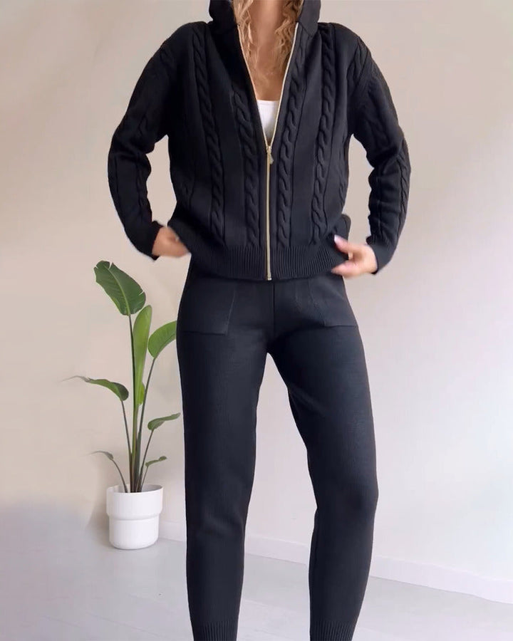 ANIA - Ensemble deux pièces décontracté en jacquard torsadé
